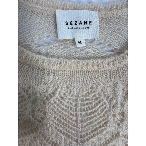 Women's Sezane Wool Mohair Knit Pullover Sweater Ivory Size M Dreamy Feminine - Picture 6 of 9